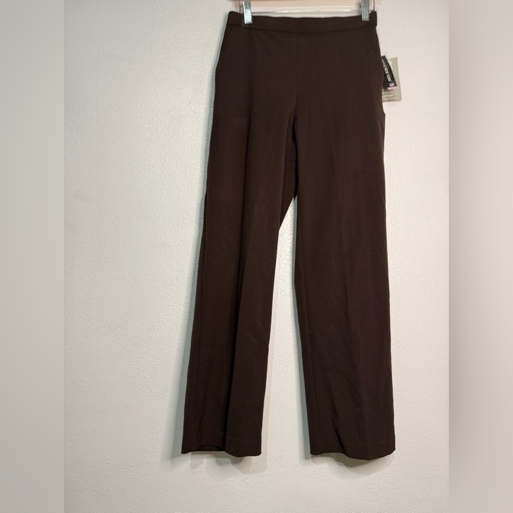 Briggs New York Brown Slimming Flat Front Dress Pants, 6P. NWT. - Picture 3 of 6